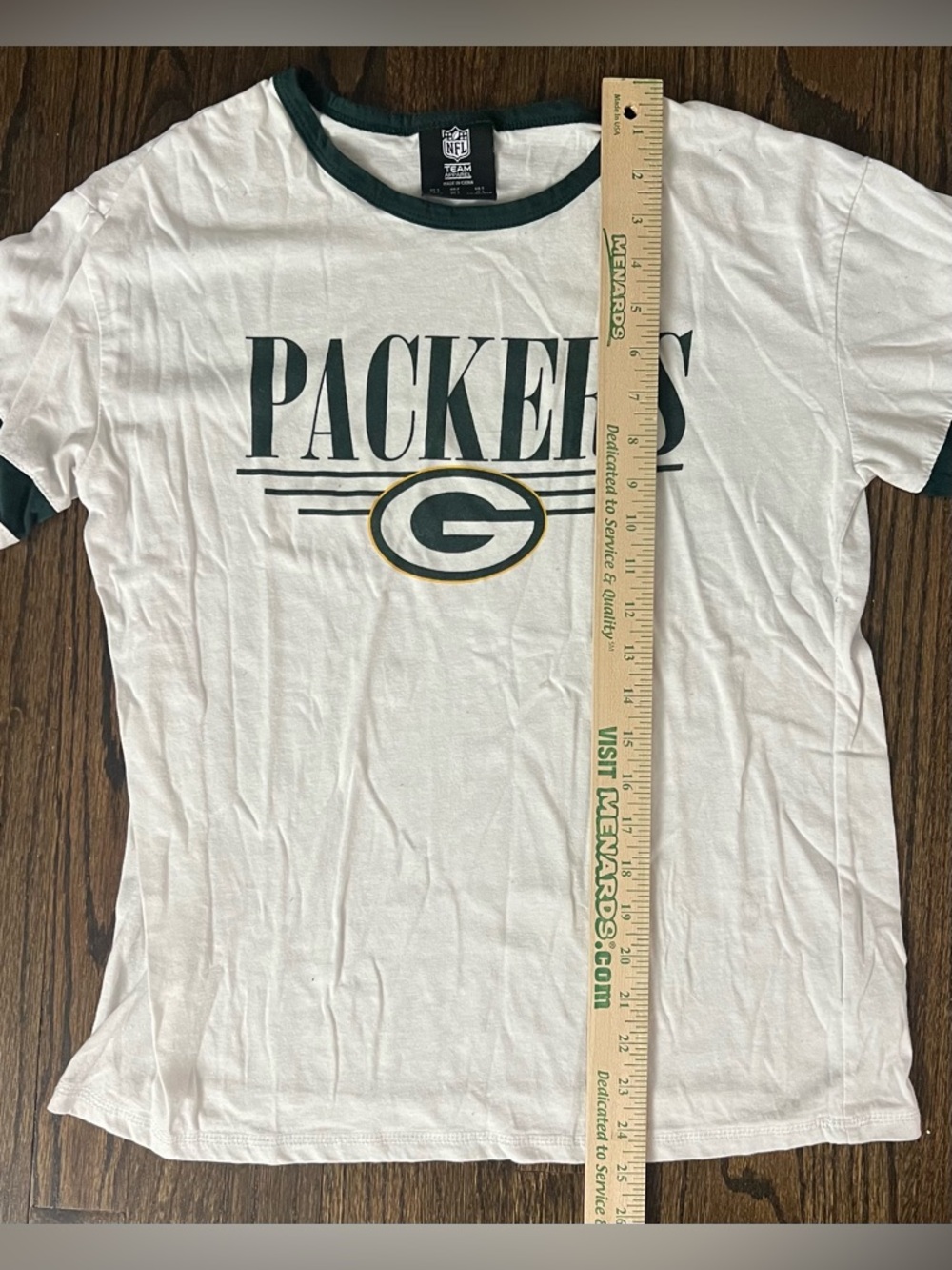 NFL White Tee with Dark Green and Gold Packers Logo - Picture 2 of 4
